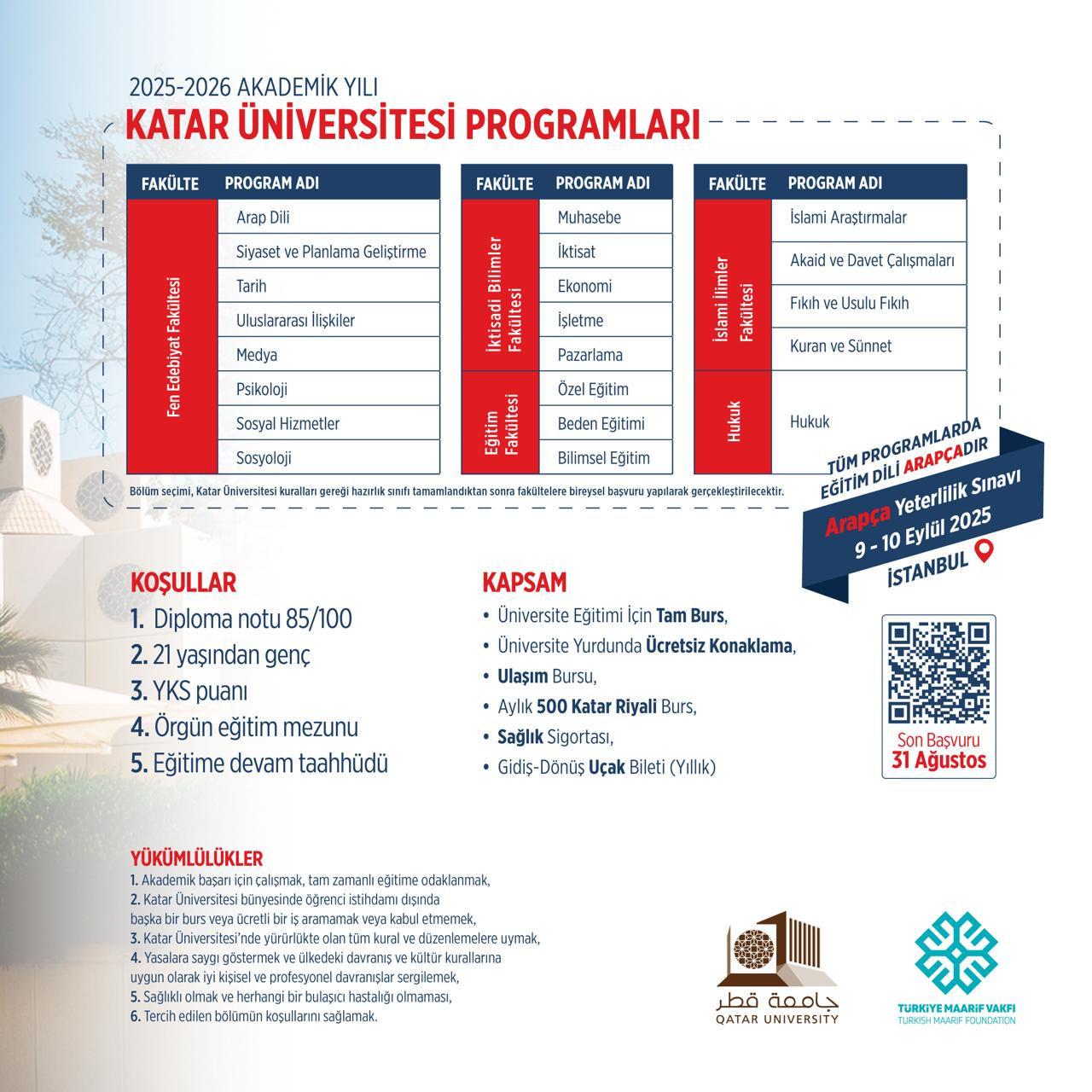Türk öğrenciler Katar'da lisans eğitimi alacak