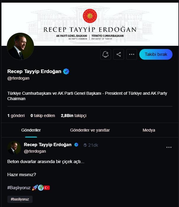 Cumhurbaşkanı Erdoğan'dan NEXT Sosyal hesabından ilk paylaşım!