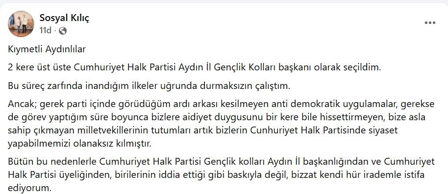 CHP'de deprem! Aydın'da ilk istifa geldi