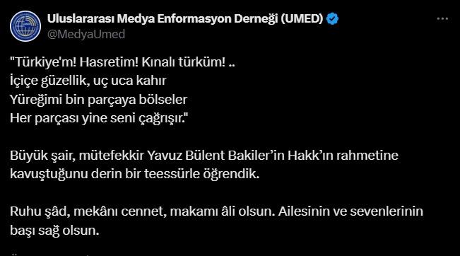 Başkan Erdoğan'dan Yavuz Bülent Bakiler için taziye mesajı