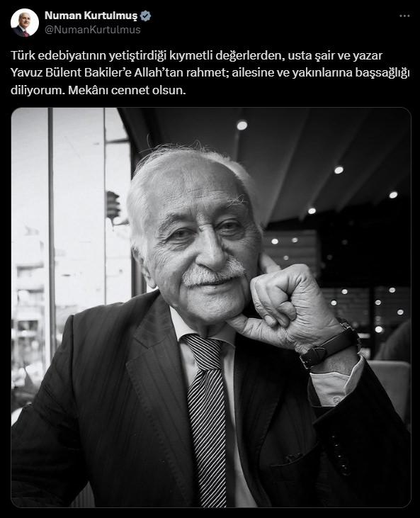 Başkan Erdoğan'dan Yavuz Bülent Bakiler için taziye mesajı
