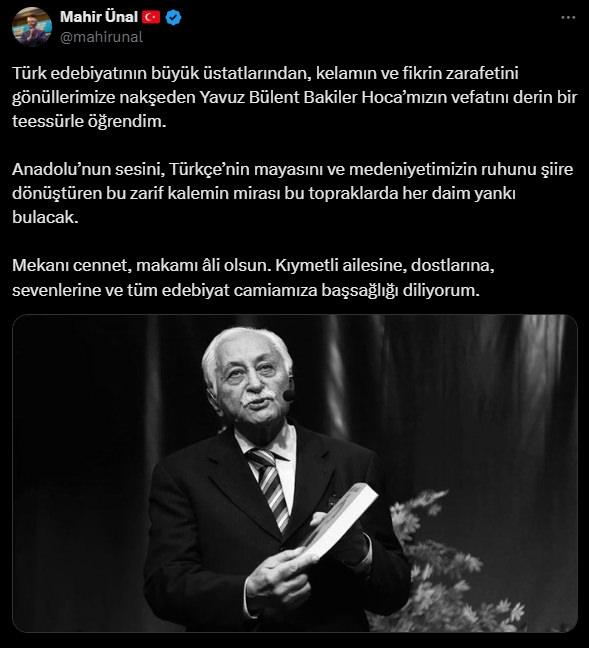 Başkan Erdoğan'dan Yavuz Bülent Bakiler için taziye mesajı