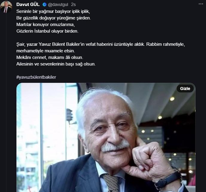 Başkan Erdoğan'dan Yavuz Bülent Bakiler için taziye mesajı