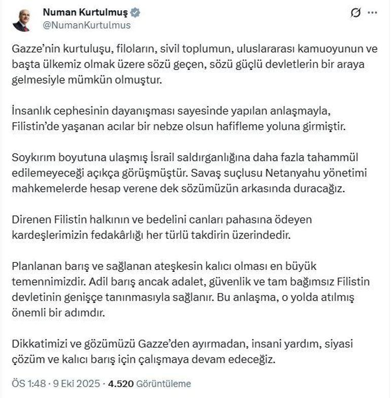TBMM Başkanı Kurtulmuş: Ateşkesin kalıcı olması en büyük temennimizdir