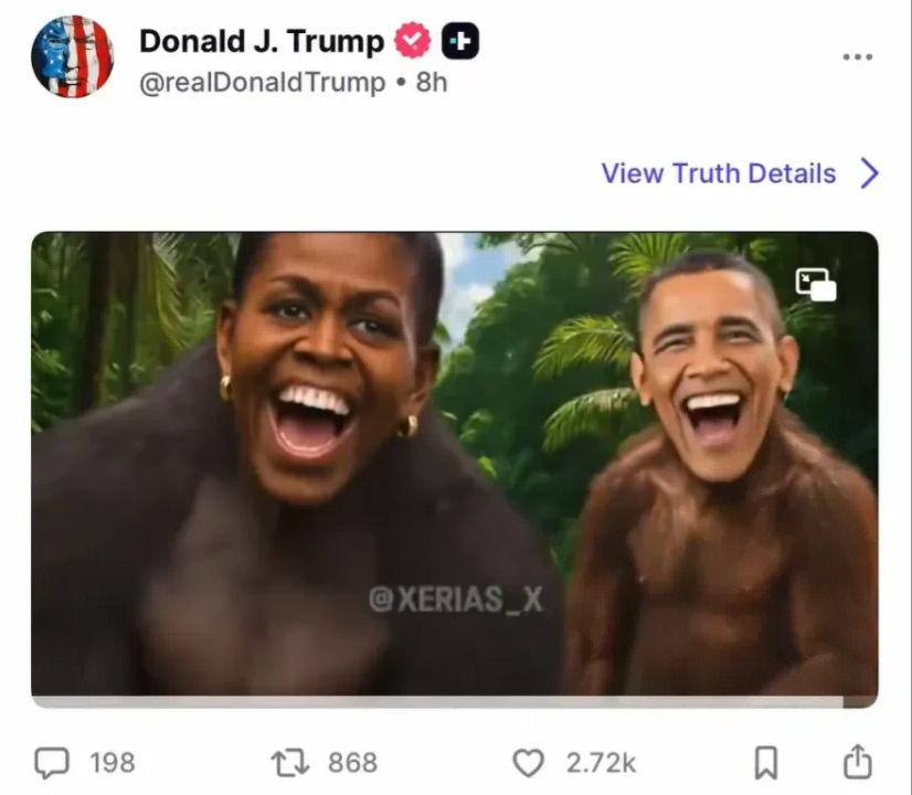 Trump'tan tüm dünyayı ayağa kaldıran hareket! Obama ve eşini maymuna benzetti