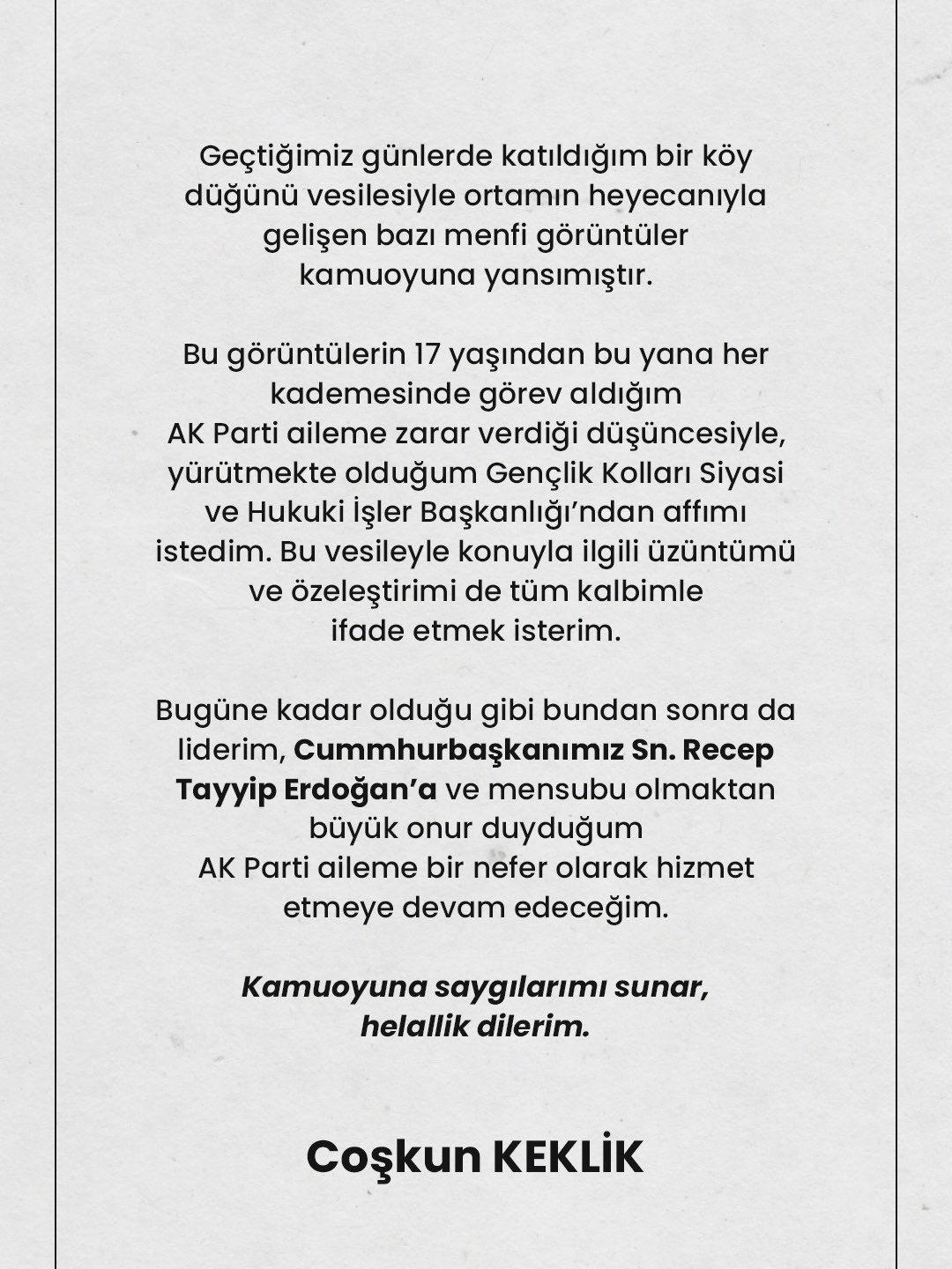 Görüntüler tepki çekti! AK Partili Coşkun Keklik görevinden istifa etti